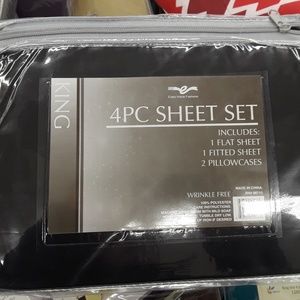 4pcs King size sheet set Black